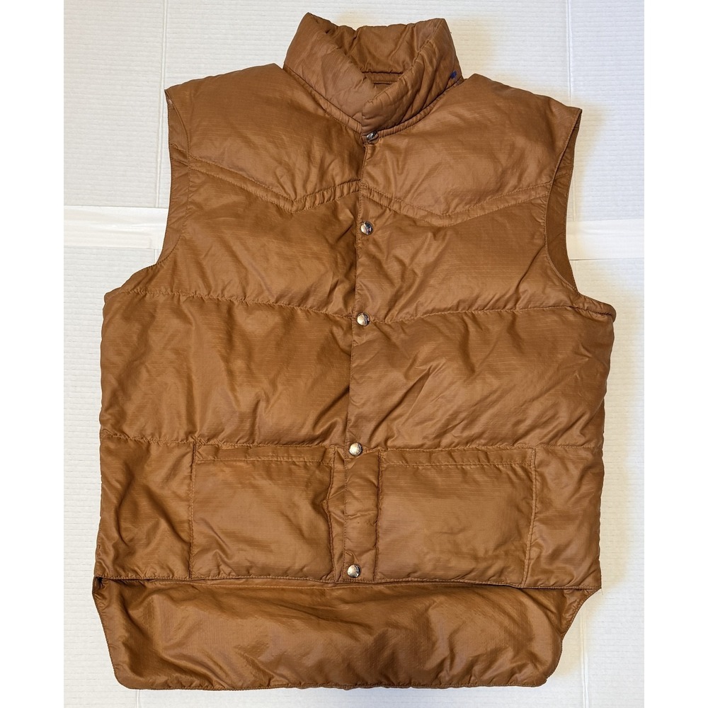 COMFY - Men's VTG‎ Down Insulated Brown Snap Western Vest - Size Medium Long ML